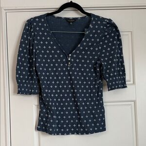 Lucky Brand Blue Diamond Print Blouse